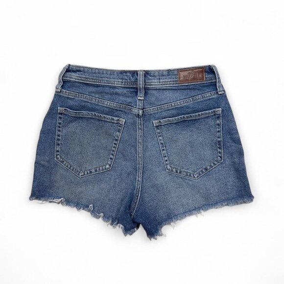 Hollister Denim High Rise Shorts Cut Off Front Seams Dark Wash‎ Size 3/26 - Picture 5 of 5